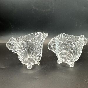 Vintage Cambridge Caprice Pattern SCA Glass Footed Cream and Sugar‎ Set